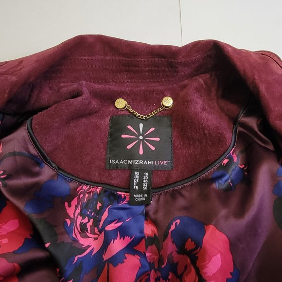 Isaac Mizrahi Burgundy Leather Jacket - Picture 6 of 16